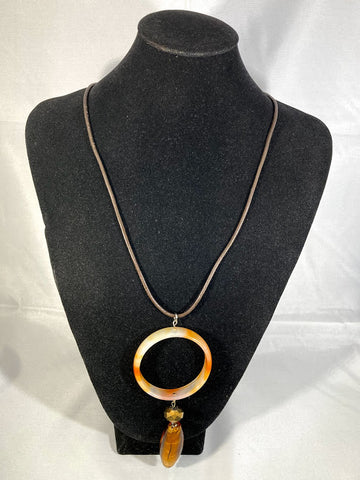 Agate and Bronze Glass Pendant